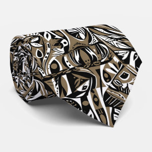 Abstract Artistic African Ethnic Brown Pattern Tie