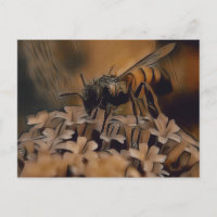 Abstract Artistic Bee Painting Postcard