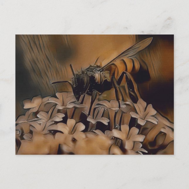 Abstract Artistic Bee Painting Postcard (Front)