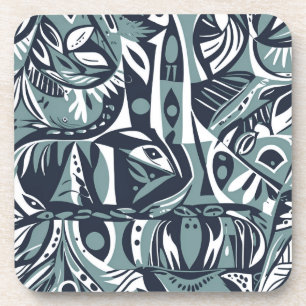 Abstract Artistic Boho Whimsical Geometric Blue Coaster