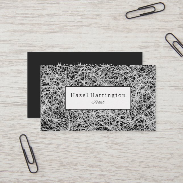 Abstract Artistic Business Card Black White  (Front/Back In Situ)