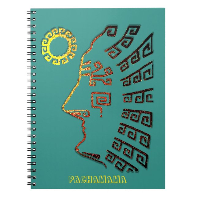 Abstract Artistic Drawing of Machu Picchu on Teal Notebook (Front)