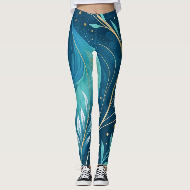 Abstract Artistic Flow Seamless Pattern Leggings (Front)