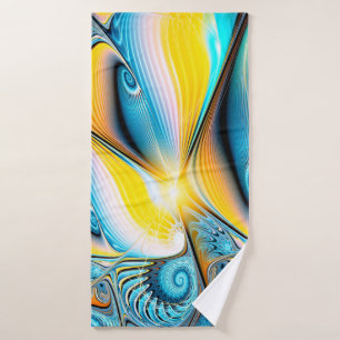 Abstract artistic golden and blue modern light bac bath towel
