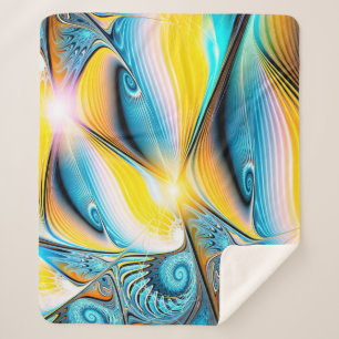 Abstract artistic golden and blue modern light bac sherpa blanket