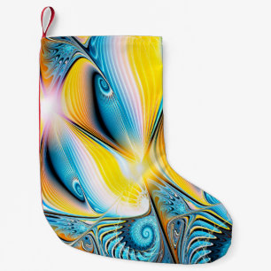 Abstract artistic golden and blue modern light bac small christmas stocking