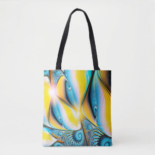Abstract artistic golden and blue modern light bac tote bag