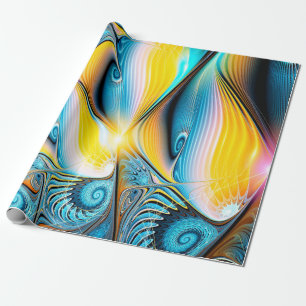 Abstract artistic golden and blue modern light bac wrapping paper