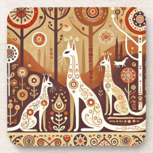 Abstract Artistic Representation of Cats Coaster