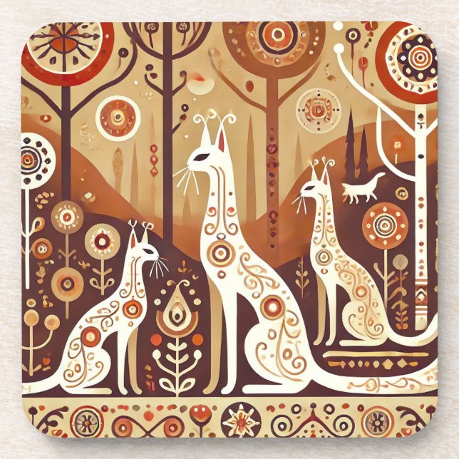 Abstract Artistic Representation of Cats Coaster (Front)