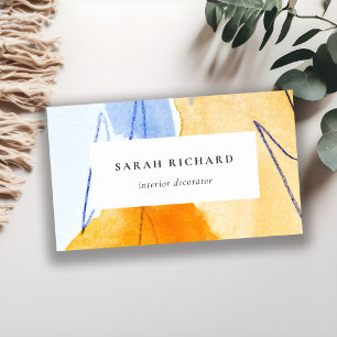 Abstract Artistic Yellow Blue Watercolor Art Business Card