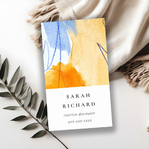 Abstract Artistic Yellow Blue Watercolor Art Business Card