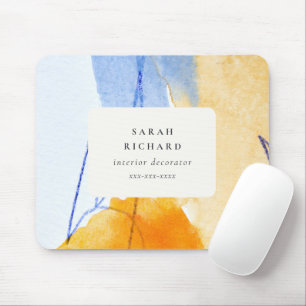 Abstract Artistic Yellow Blue Watercolor Art Mouse Mat
