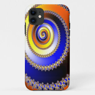 Abstract ARTs - Fractal Spiral blue yellow iPhone 11 Case