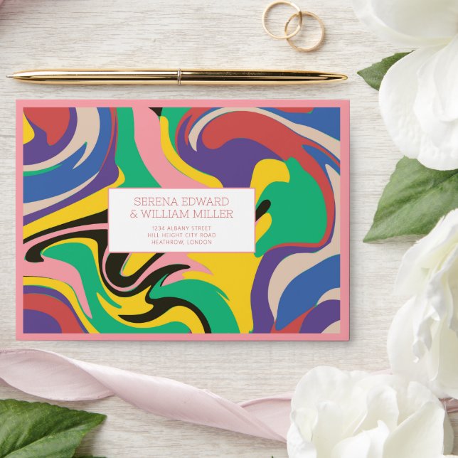 Abstract Artsy Pink Swirl Wedding Envelope (Wedding)