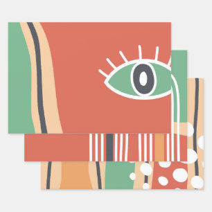 Abstract artwork eye colourful modern art wrapping paper sheet