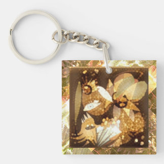 Abstract Artwork Gold Sparkle  Key Ring