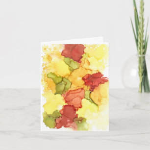 Abstract artwork in alcohol ink bold colors thank you card