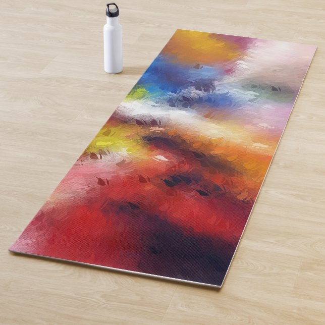 Abstract Artwork Template Red Yellow Orange Blue Yoga Mat (In Situ)