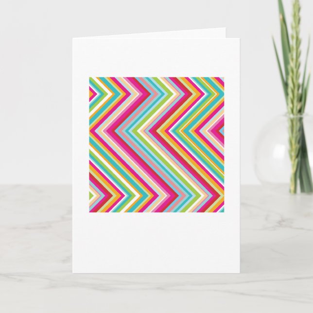 Abstract Arty Greetings Card - Colourful Zig Zags (Front)