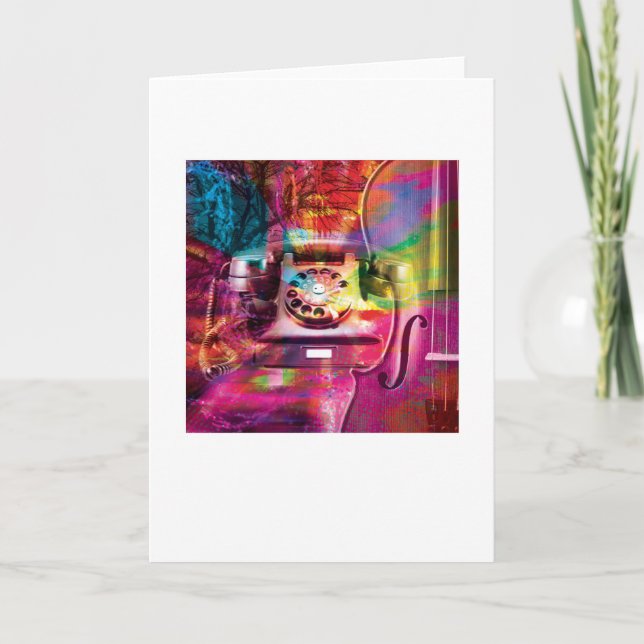 Abstract Arty Greetings Card - Telephone Retro (Front)
