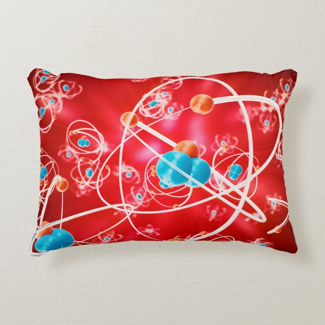 Abstract atom background, Chemistry model of molec Decorative Cushion (Front)