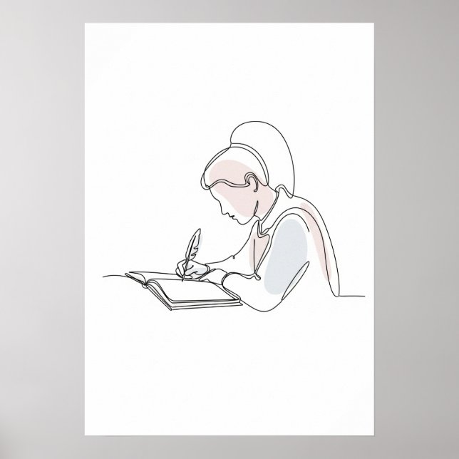 Abstract Author One Line Art Continuous Poster (Front)