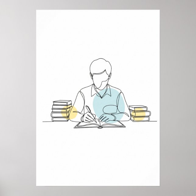 Abstract Author One Line Art Continuous Poster (Front)