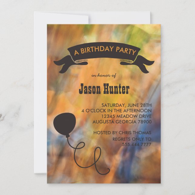 Abstract Autumn Colours Balloon Birthday Party Invitation (Front)