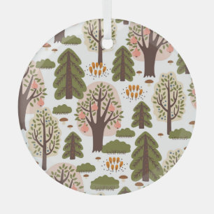 Abstract Autumn Forest Seamless Pattern Glass Tree Decoration