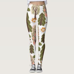 Abstract Autumn Forest Seamless Pattern Leggings