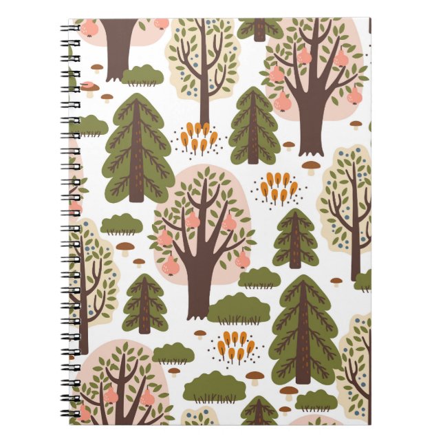 Abstract Autumn Forest Seamless Pattern Notebook (Front)