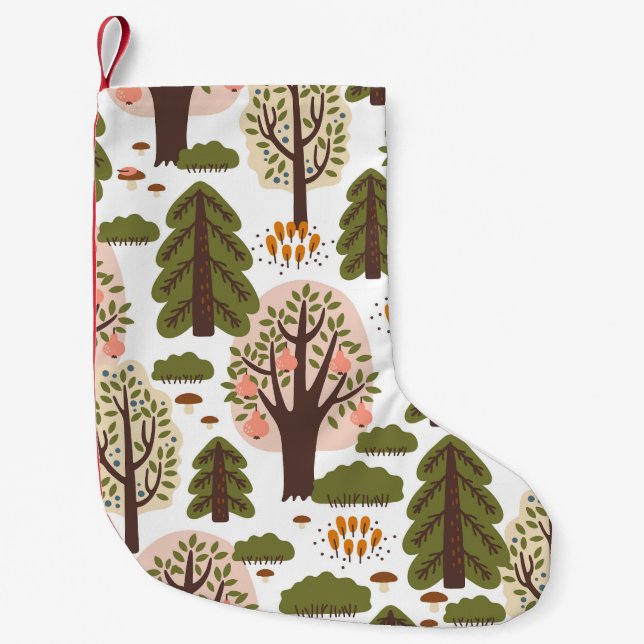 Abstract Autumn Forest Seamless Pattern Small Christmas Stocking (Front)