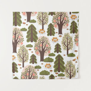 Abstract Autumn Forest Seamless Pattern Tapestry