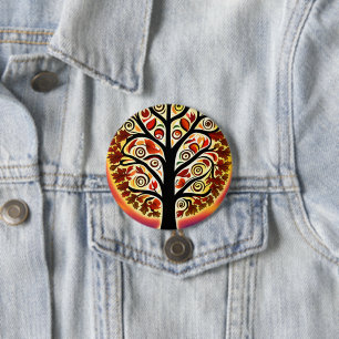 Abstract Autumn Harvest Tree 7.5 Cm Round Badge