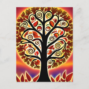 Abstract Autumn Harvest Tree Postcard