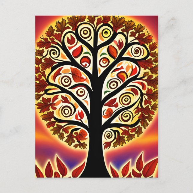 Abstract Autumn Harvest Tree Postcard (Front)