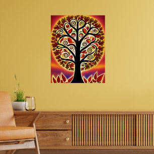 Abstract Autumn Harvest Tree Poster