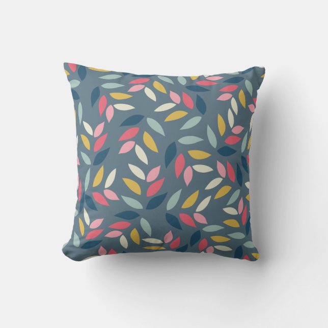 Abstract Autumn Inspired Leaves Pattern Cushion (Front)