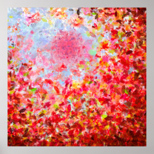 Abstract autumn leaves and sky poster
