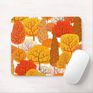 Abstract autumn Leaves and Trees Mouse Mat