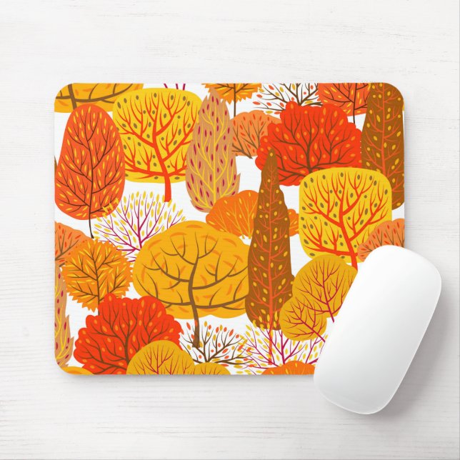 Abstract autumn Leaves and Trees  Mouse Mat (With Mouse)