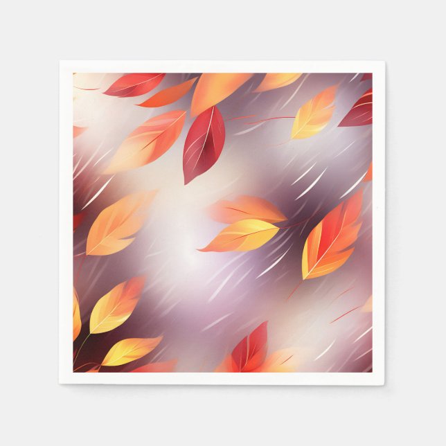 Abstract Autumn Leaves Botanical Napkin (Front)