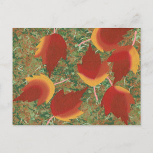 Abstract Autumn Maple Leaves on Ground Postcards