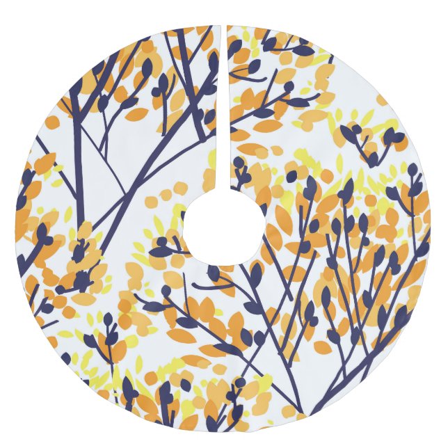 Abstract Autumn Tree Modern Pattern Brushed Polyester Tree Skirt (Front)