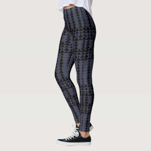 Abstract Aztec Geometric Eggplant Black Pattern Leggings