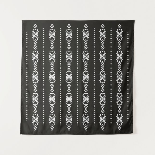 Abstract aztec heart texture tapestry (Front)
