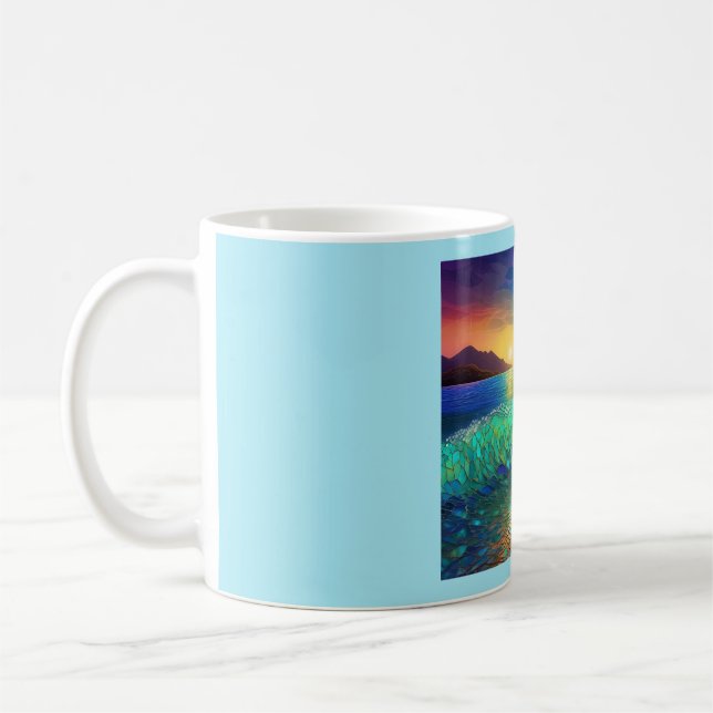 Abstract Azure Seascape Coffee Mug (Left)