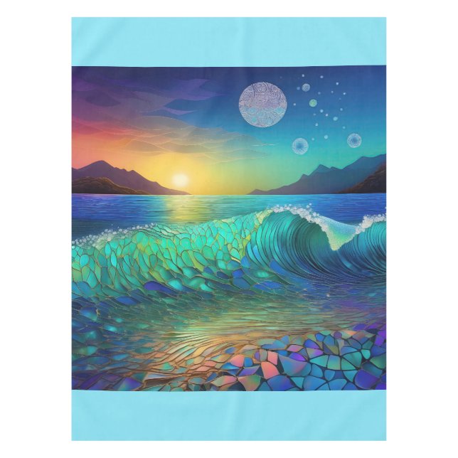 Abstract Azure Seascape Tablecloth (Front)