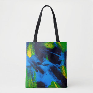 Abstract background. Acrylic black, yellow, blue,  Tote Bag